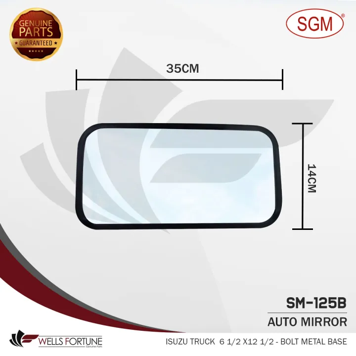 SGM SIDE MIRROR 6 1/2 INCHES X 12 1/2 INCHES BOLT METAL BASE FOR ISUZU TRUCK (2 PCS.)